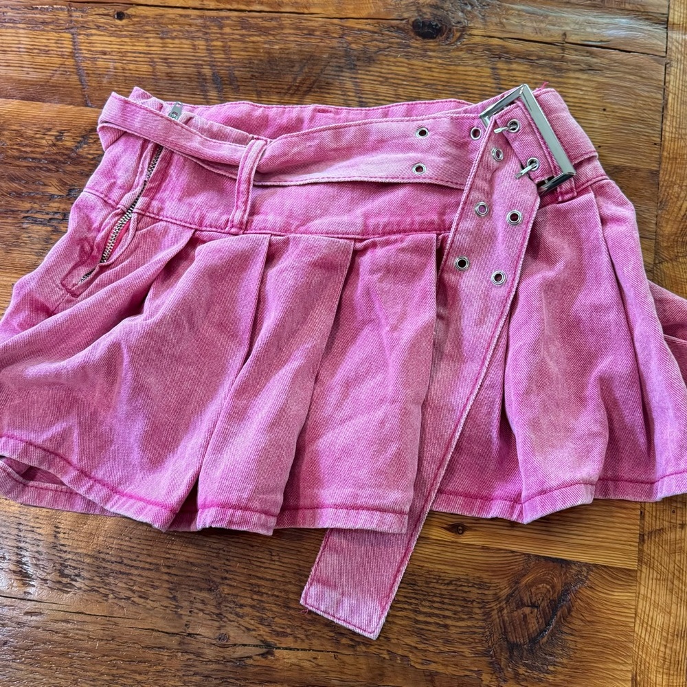 SHEIN Pink Mini Skirt with Belt